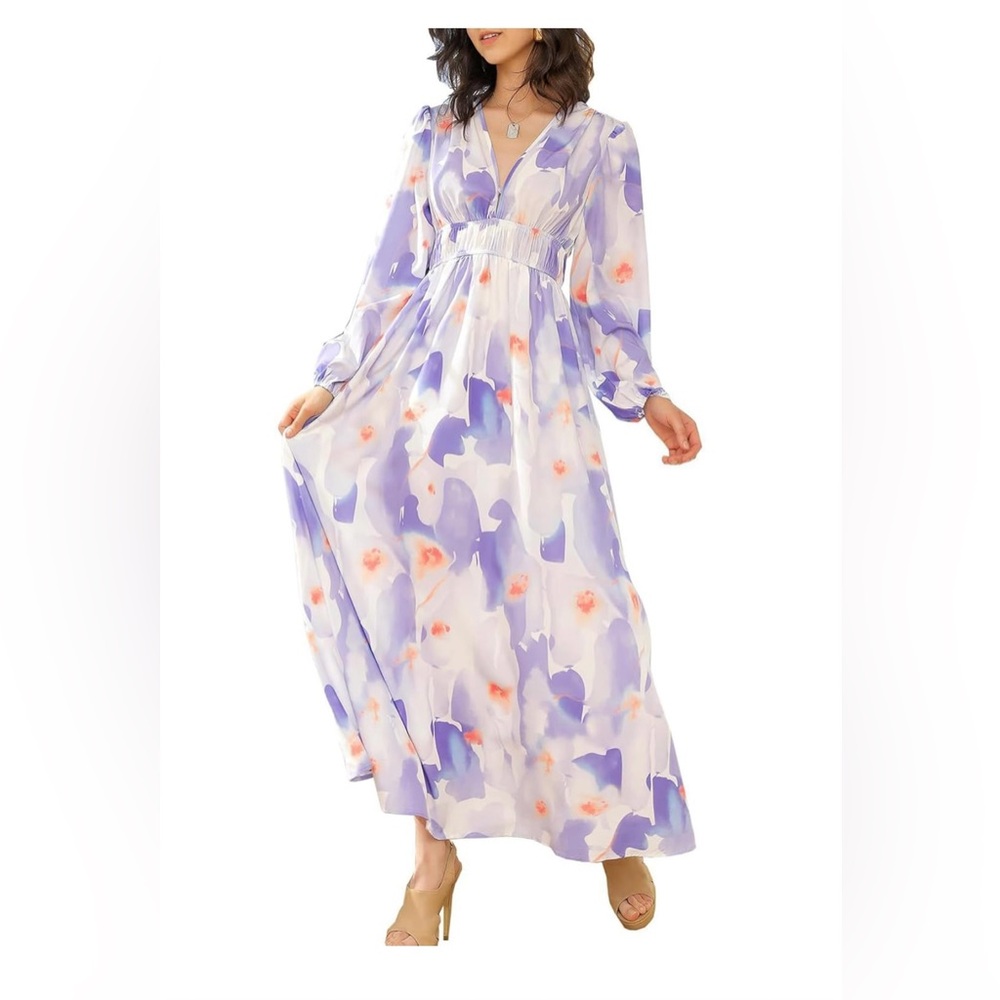Elegant Purple Floral Maxi Dress